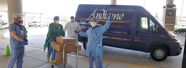 Andiamo restaurant delivers food to healthcare workers.